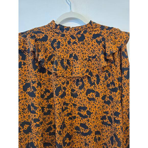 Top Shop Beautiful Orange and Black Blouse Size 8 Preloved - Picture 2 of 8